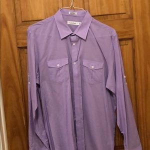 Calvin Klein Purple lined buttons down